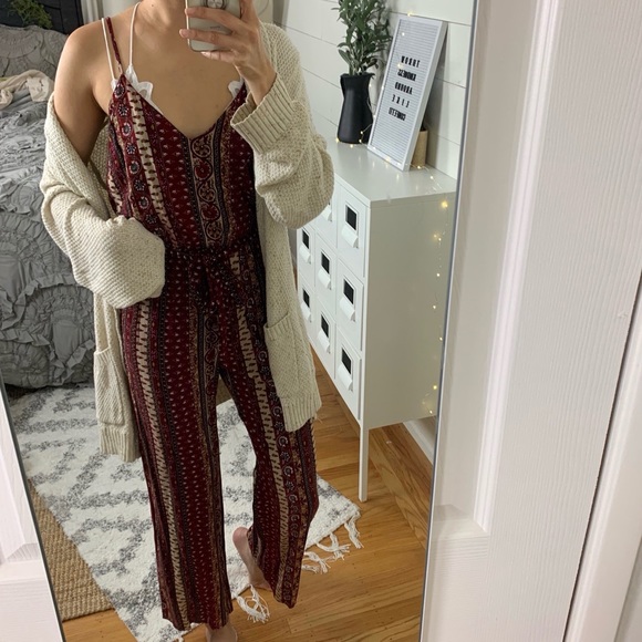 Forever 21 Pants - Wide Leg Maroon Boho Jumpsuit
